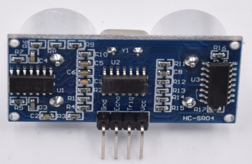 HC-SR04背面:Gnd/Echo/Trig/VCC四个引脚