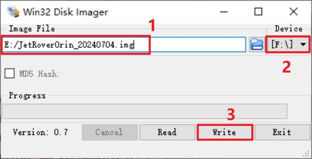 Win32DiskImager 镜像和 Device 选择